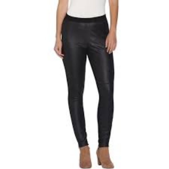 NWT H HALSTON EMBOSSED FAUX SUEDE ZIP LEGGINGS 2 - Picture 1 of 12